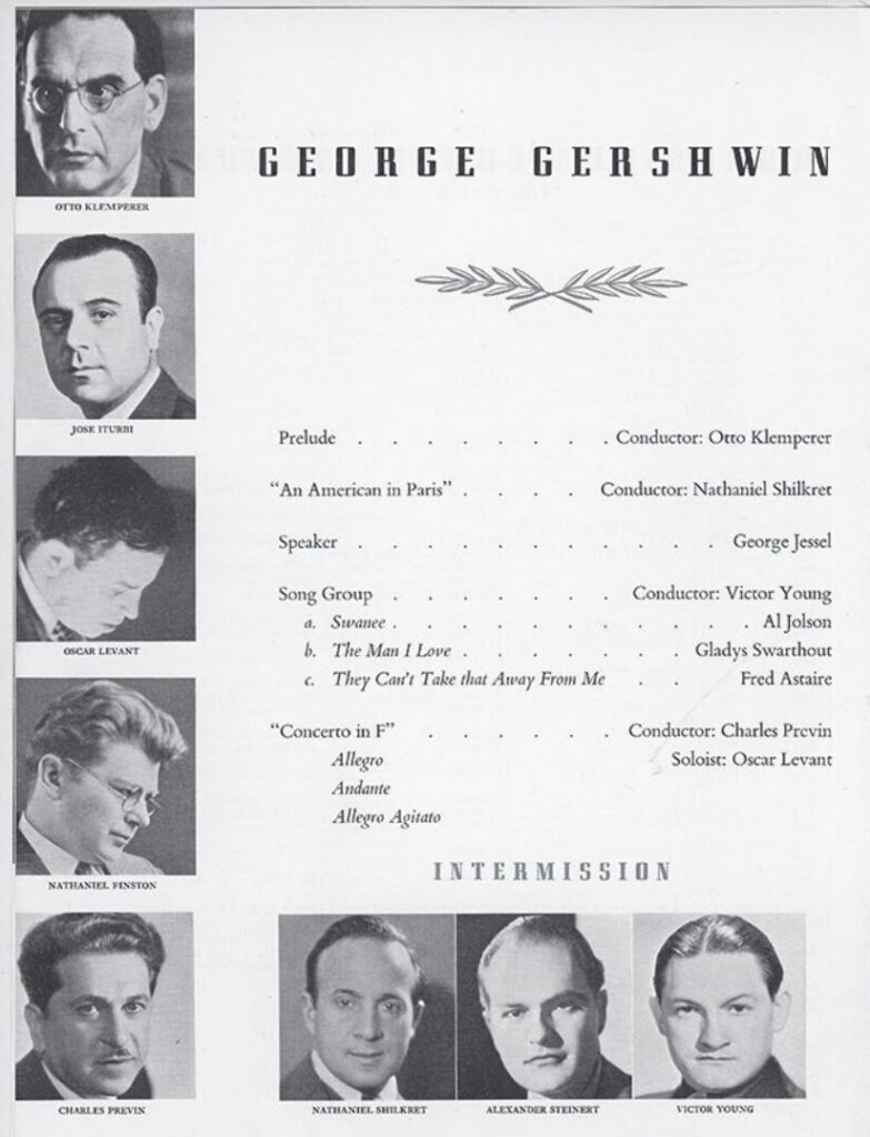 George Gershwin Memorial Program sent to Hollywoodland News courtesy of the Los Angeles Philharmonic